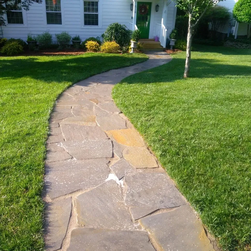 Stone pathway leading to white house