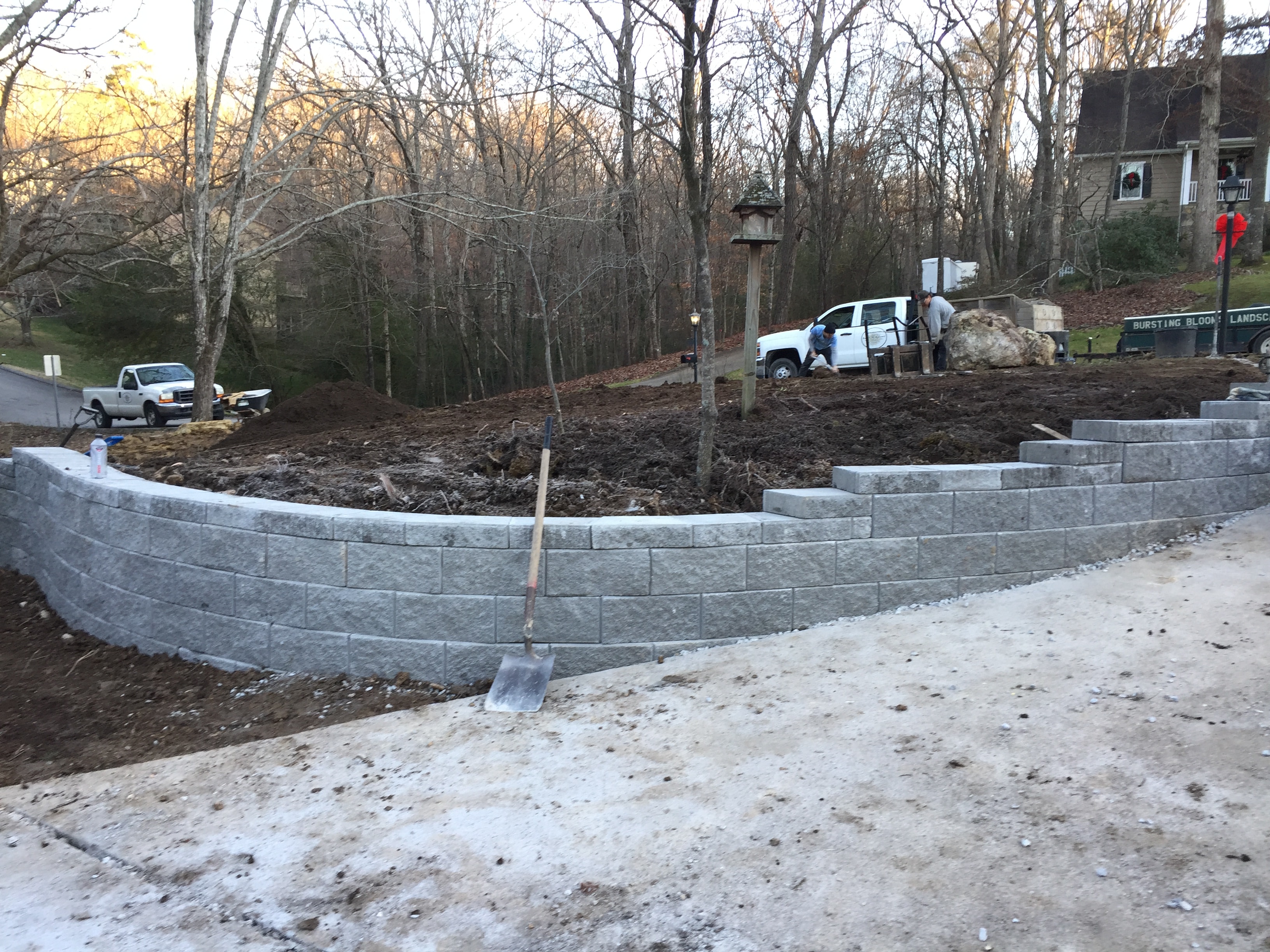 Retaining wall construction residential landscape